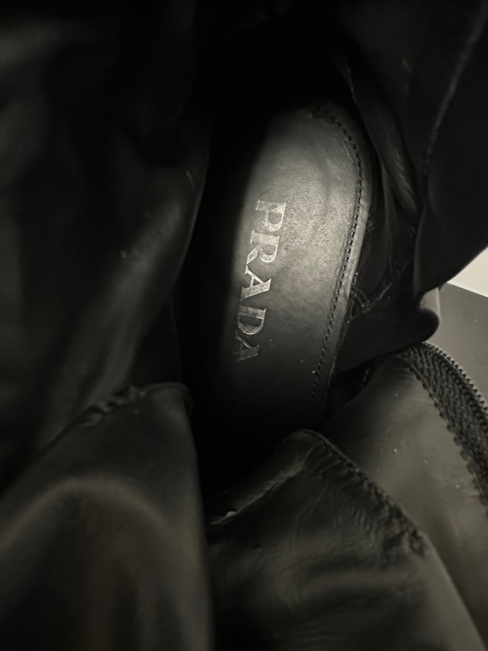 Prada Re-Nylon & Leather Booties Black Lace-Up Platform Ankle Boots, Women (8.5) - Picture 14 of 16